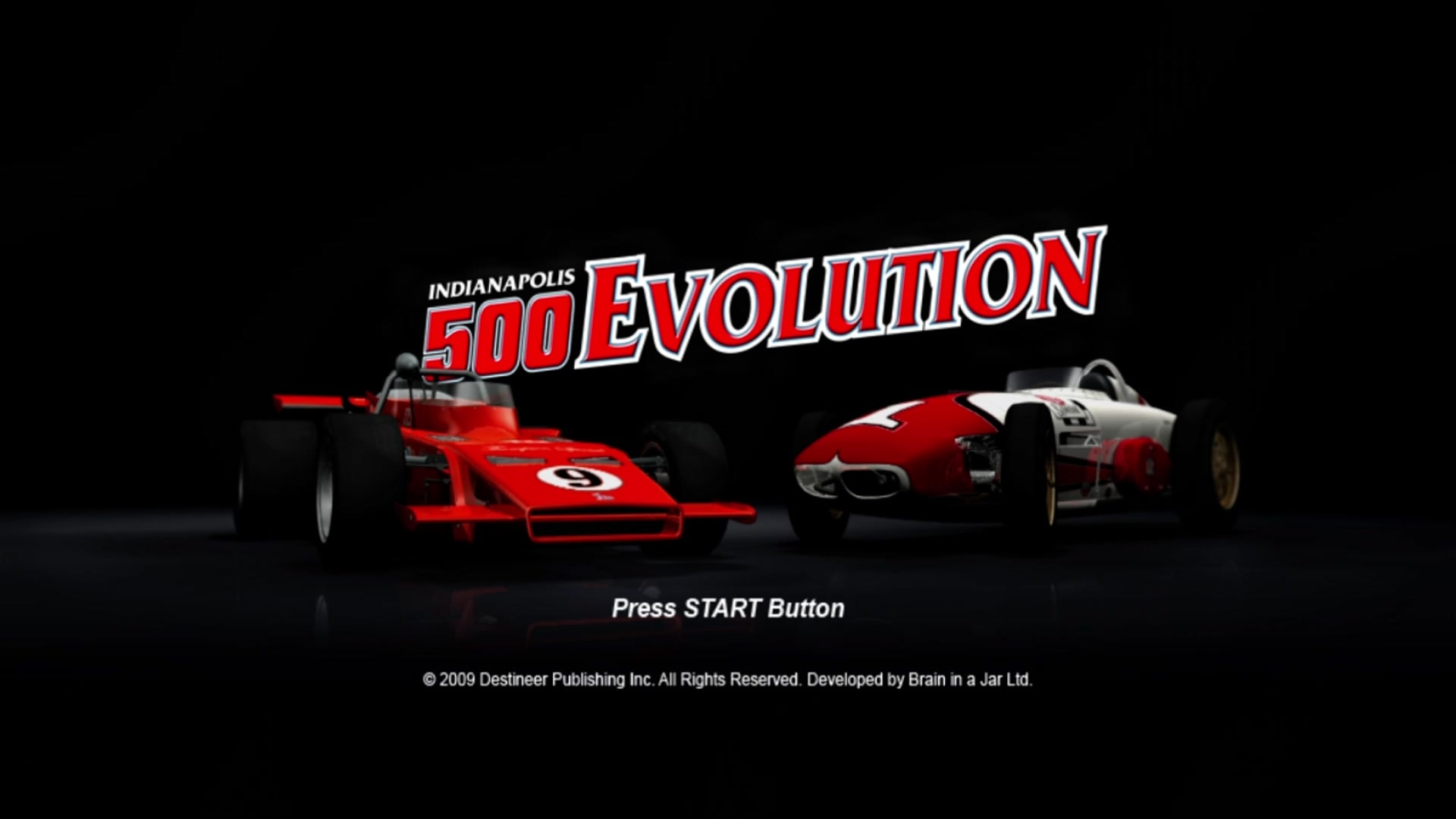 Indianapolis 500 Evolution title screen for Xbox 360